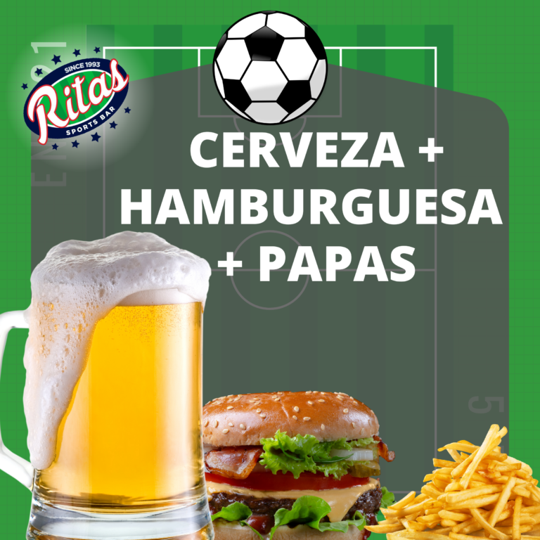 cerveza + hamburguesa y papas #digomarketing